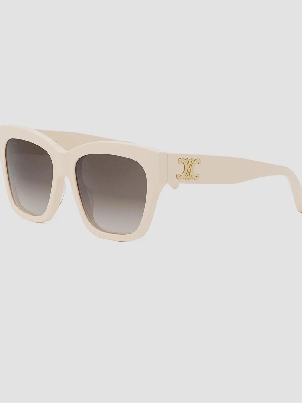 Celine Cream Square Sunglasses with Gold Emblem and Gradient Lenses
